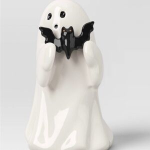 Target Hyde & EEK! Halloween White Ghost with Black Bat Ceramic Figurine